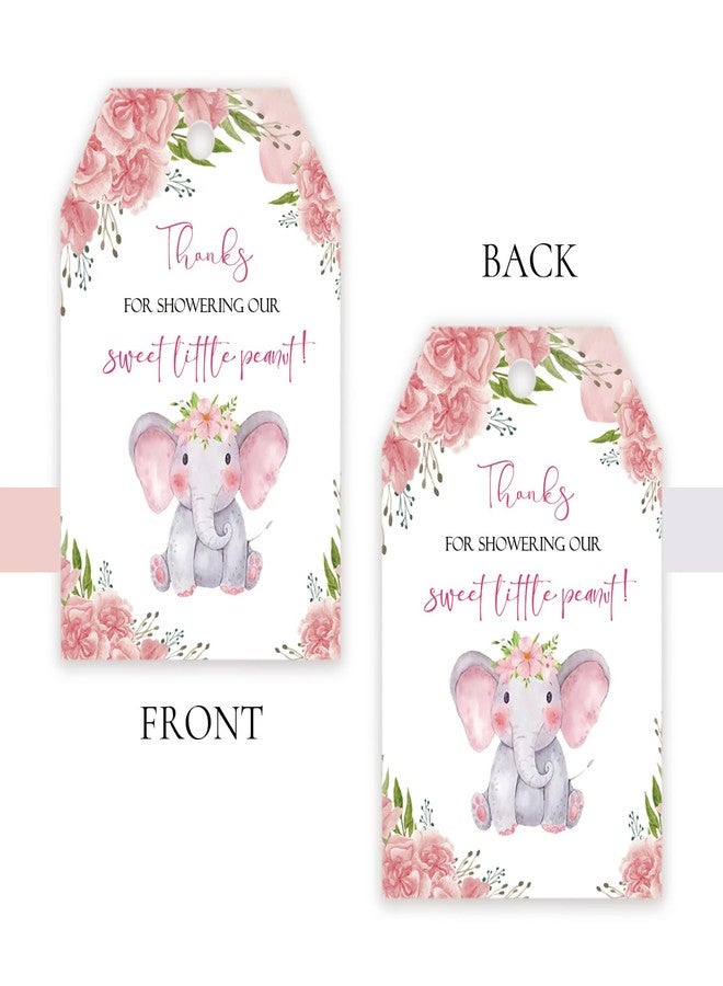 FORSHEEP 50pcs Elephant Thank You Tags, Pink Elephant Gift Tag with String for Jungle Animal Party, Thank You Paper Tags for Girl 1st Birthday/Elephant Themed Gender Reveal Party Favors - Image 4